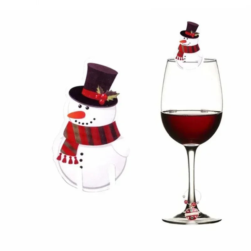 10PCS/set Christmas Cup Card Santa Hat Wine Glass Decor Ornaments Navidad Noel New Year Gift Christmas Decorations Cup Lid Oasis Select