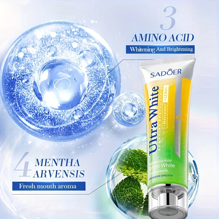 Lemon Mint Whitening Toothpaste Cleaning Teetch, Peppermint And Lemon Brightening Teeth Toothpaste Fresh Breath 100g Oasis Select