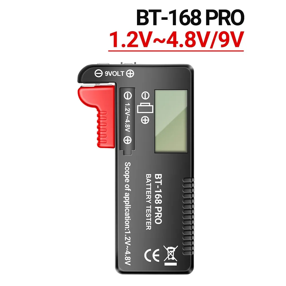 18650 14500 Digital Battery Capacity Tester BT-168 PRO 9V 3.7V 1.5V C/D Dry Cell Battery Tester Portable Battery Volt Checker Oasis Select BT-168 PRO