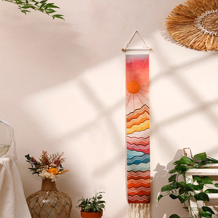 Handwoven Linen Vertical Fringe Tapestry Simple Studio Bedroom Living Room Background Wall Decoration Home Decor Oasis Select M01846