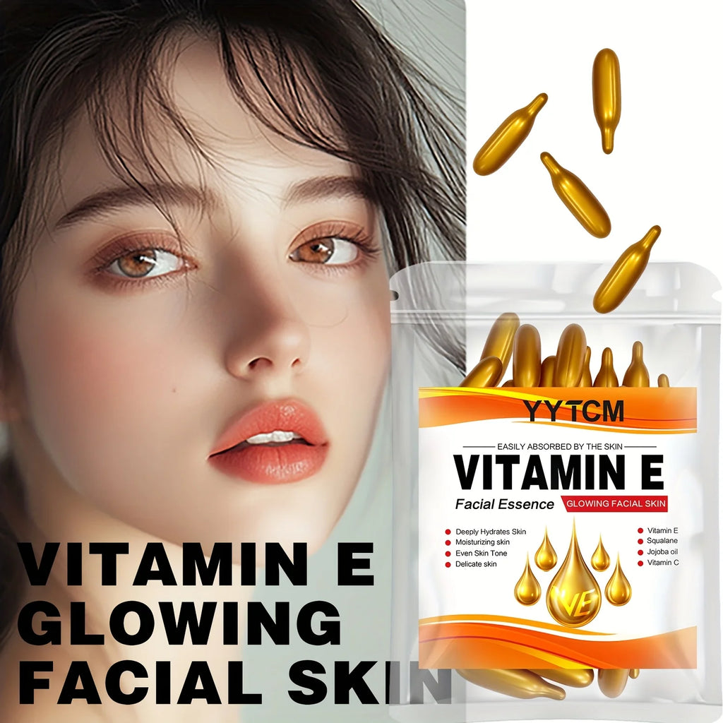 Vitamin E Deep Moisturizing Capsule Essence, Hydrates and Smooths Skin, Contains Plant-Based Squalane, Vitamin C, Deep Hydration and Skin Brightening Essence (0.4Gx30 Capsules)/Bag-1 Bag Oasis Select