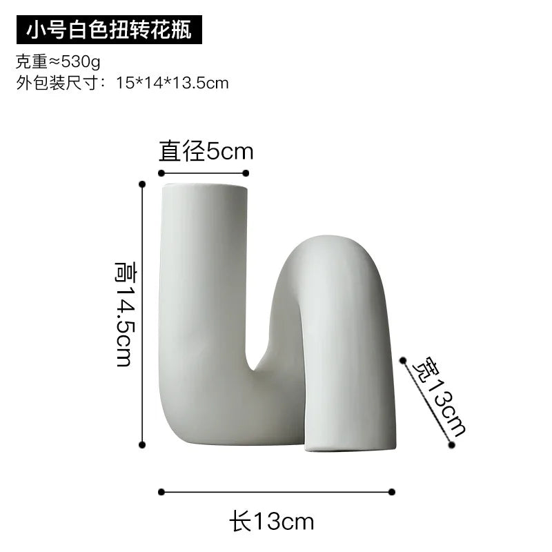 Nordic Geometric Creative Art Plain Germ Dried Flower Ceramic Vase Homestays Vases Oasis Select I
