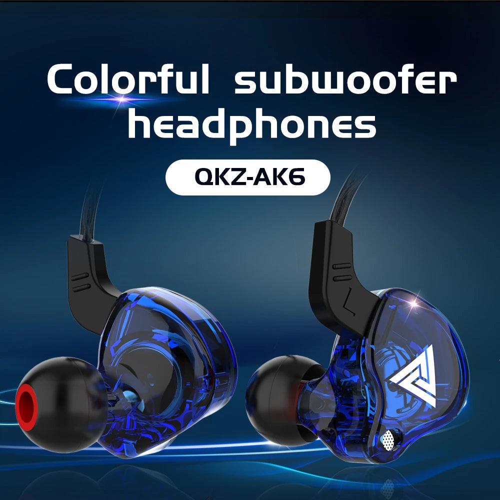 Original QKZ AK6 Copper Driver HiFi Wired Earphone Race Sport Headphone Bass Stereo Headset Music Earbuds 3.5MM In Ear With Mic Oasis Select