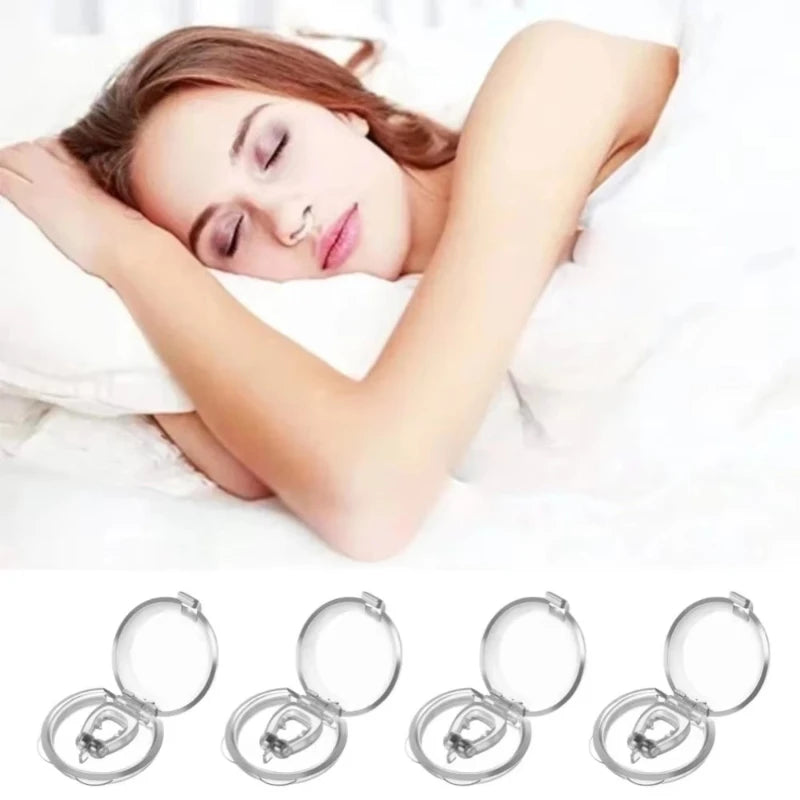 2/8/12pcs Portable Silicone Anti Snoring Device Nose Clip Magnetic Sleep Tray Sleeping Aid Improve Sleeping Breathe Apnea Guard Oasis Select