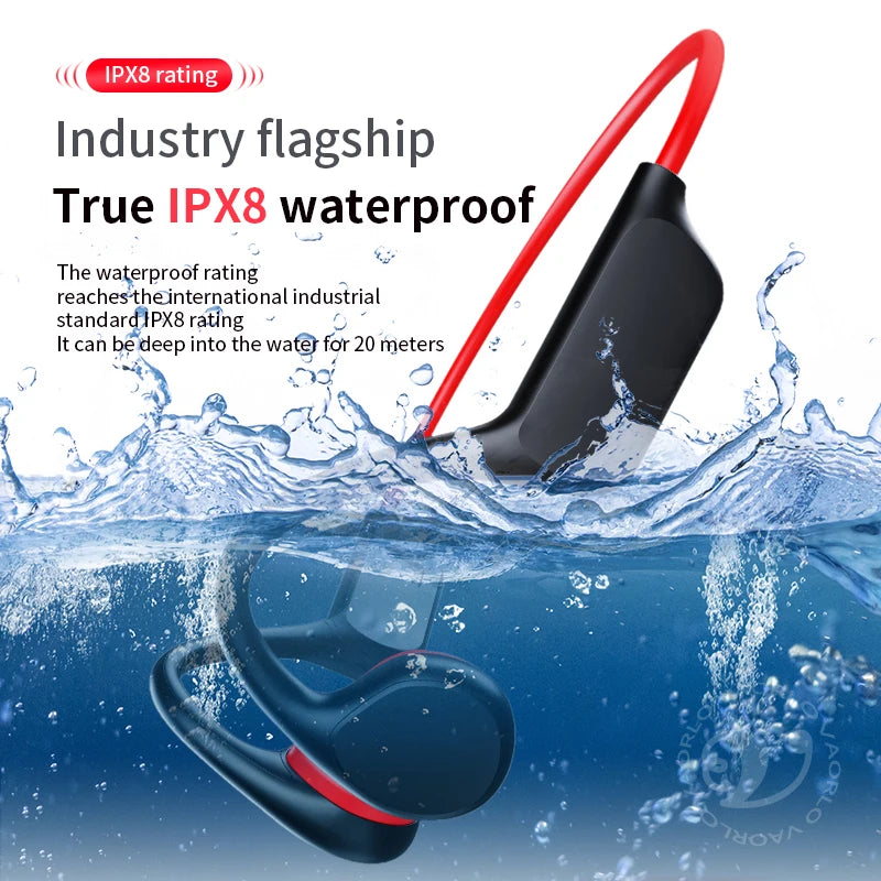 IPX8 Waterproof Bone Conduction Wireless Headphone Bluetooth 5.3+32GB RAM MP3 Player HIFI Music Sports Swimming Headset With Mic Oasis Select