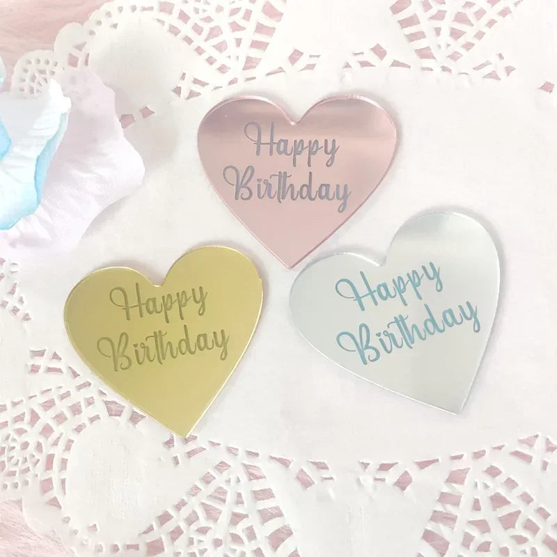 10pcs Happy Birthday Cupcake Toppers Gold Acrylic Circle Dessert Cake DIY Decorations Insert Card Kids Birthday Party Decoration Oasis Select