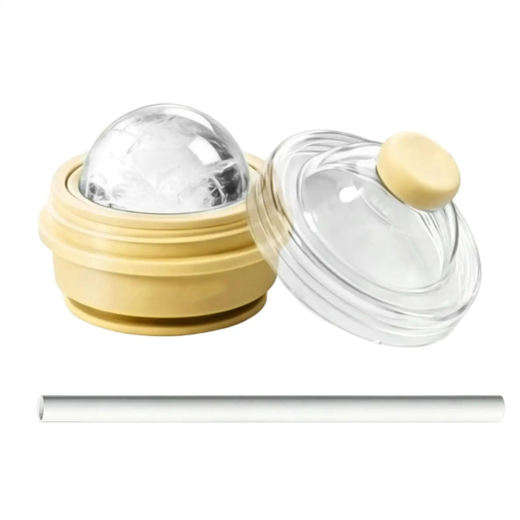 Ice Ball Cup 2-in-1 Foldable Silicone Ice Ball Cup Reusable Portable Ice Sphere Mold with Straw Lid for Coffee Juice Drinks Oasis Select