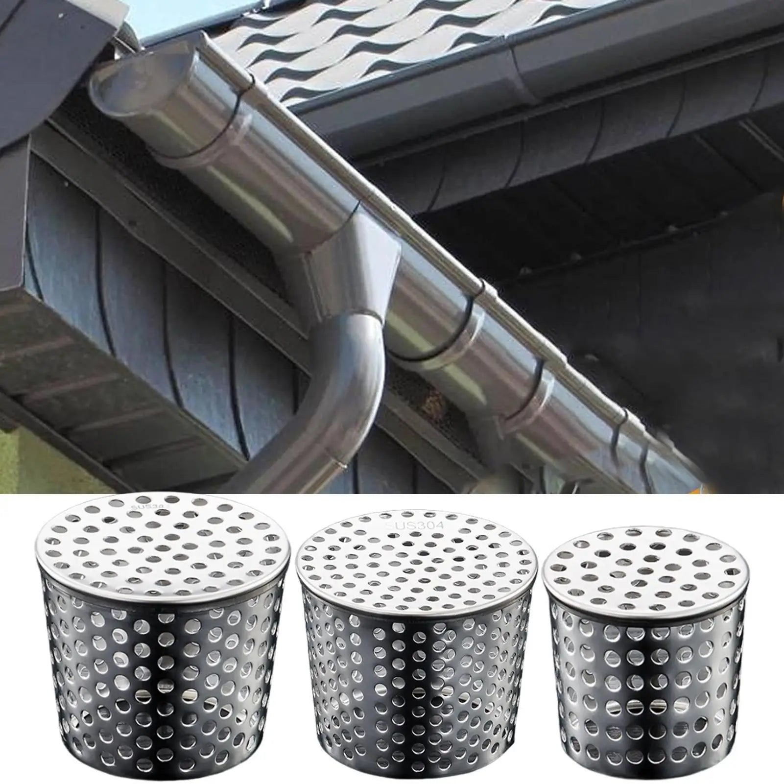Drain Downspout Protectors Stainless Steel Gutter Protector Cleaner Gutter Downsport Guards for Preventing Blockage Debris Oasis Select