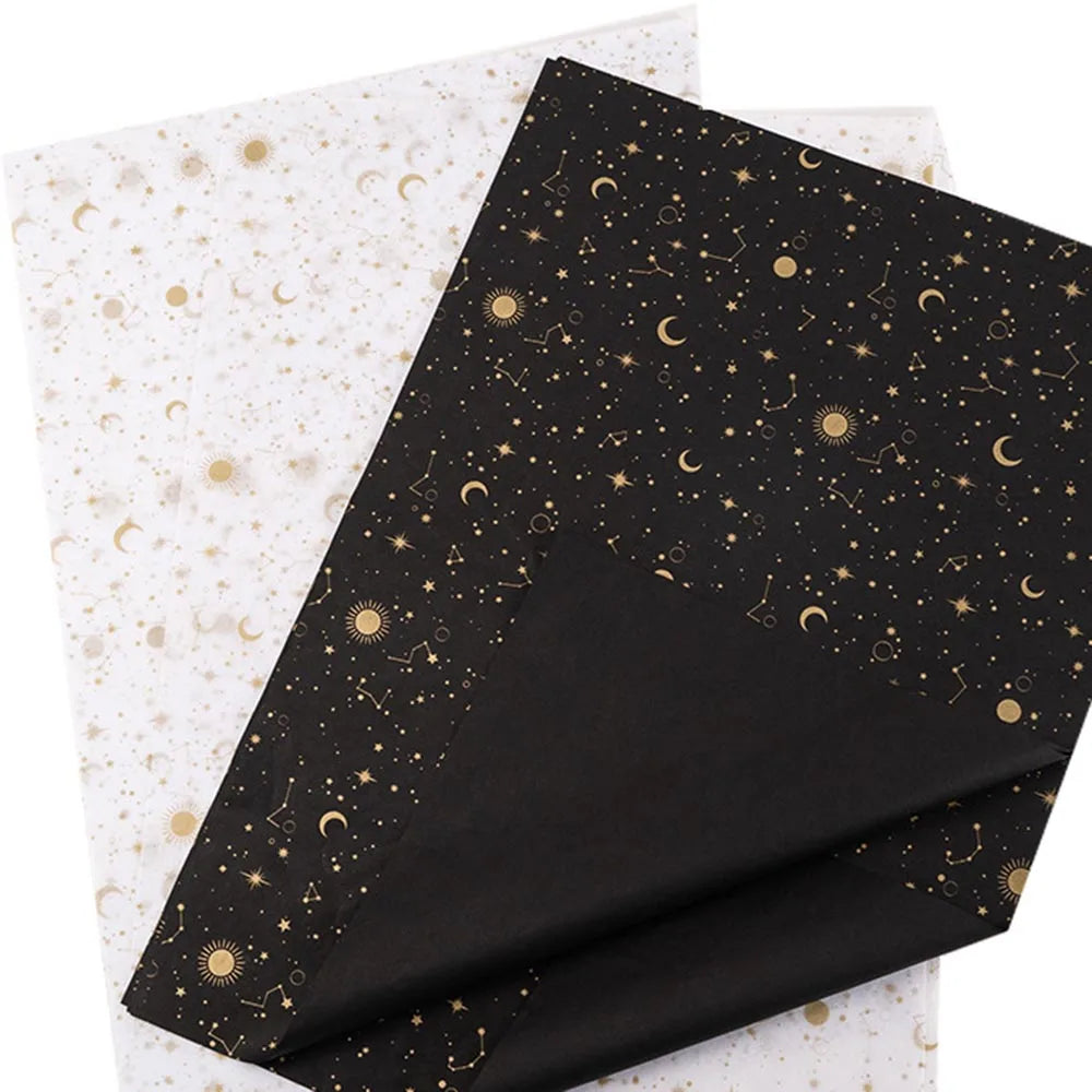 20 Sheets/Pack Starry Sky Tissue Paper Stars Moon Constellations Pattern Gift Wrapping Paper Christmas New Year Wrap Paper Oasis Select