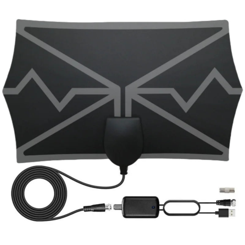 Black 4K Digital Indoor Antenna with Amplifier Wave Pattern for TV Reception DVB-T2 High Definition up to 3600 Miles Oasis Select black