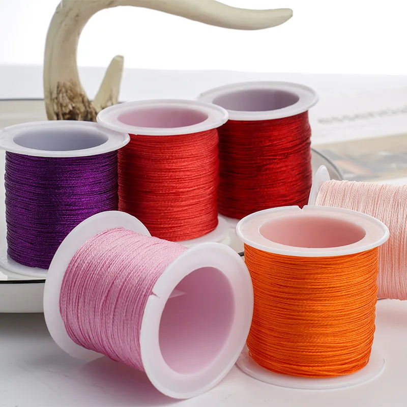 0.4mm 50m Crafts Nylon Cord For Jewelry Making Beading Braided Nylon Satin String for Bracelets Rattail Trim Chinese Knot Oasis Select