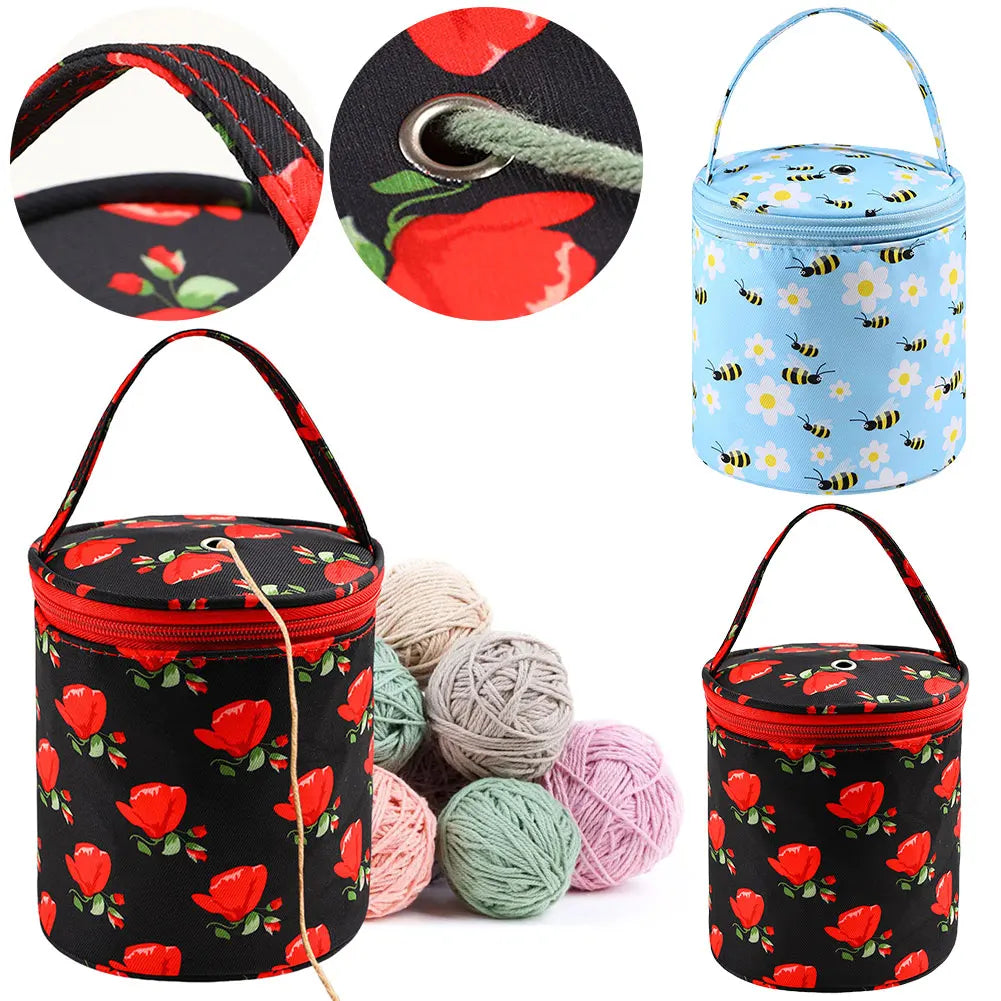 Rose Pattern Oxford Yarn Storage Tote Bag for Knitting & Crochet Yarn Storage Bag Oasis Select