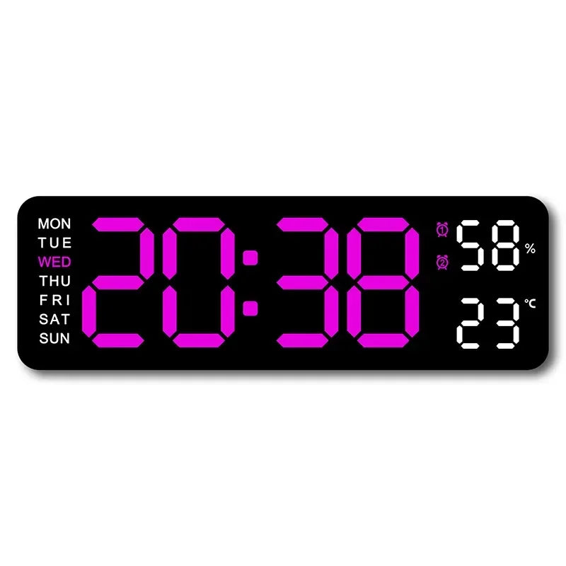 9 Inch Large Digital Wall Clock with Temperature Humidity Display,Auto Dimmer,USB Powered,12/24H LED Alarm Clock for Home Office Oasis Select BRR 9 inch