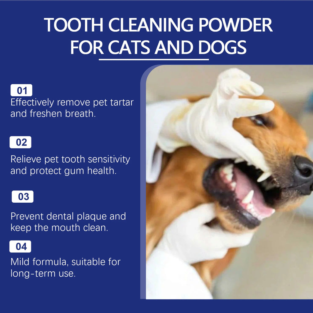 Pet Teeth Cleaning Powder for Dog and Cat Teeth Cleansing Remove Tartar Odor Reduce Bad Breath Keep Fresh Pet Dental Care 40g Oasis Select