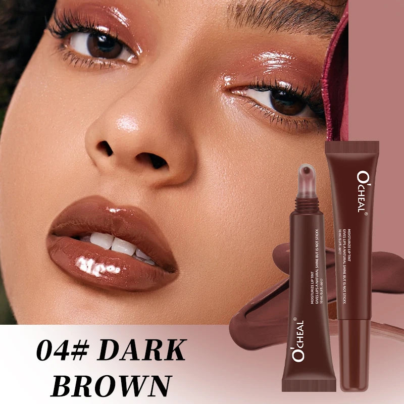 Ocheal Moisturizing Lip Gloss Plumper Shiny Liquid Lipstick Clear Lip Care Beauty Tinted Mask Glaze Colored Lipstick Makeup Oasis Select 04 Dark Brown 10ml