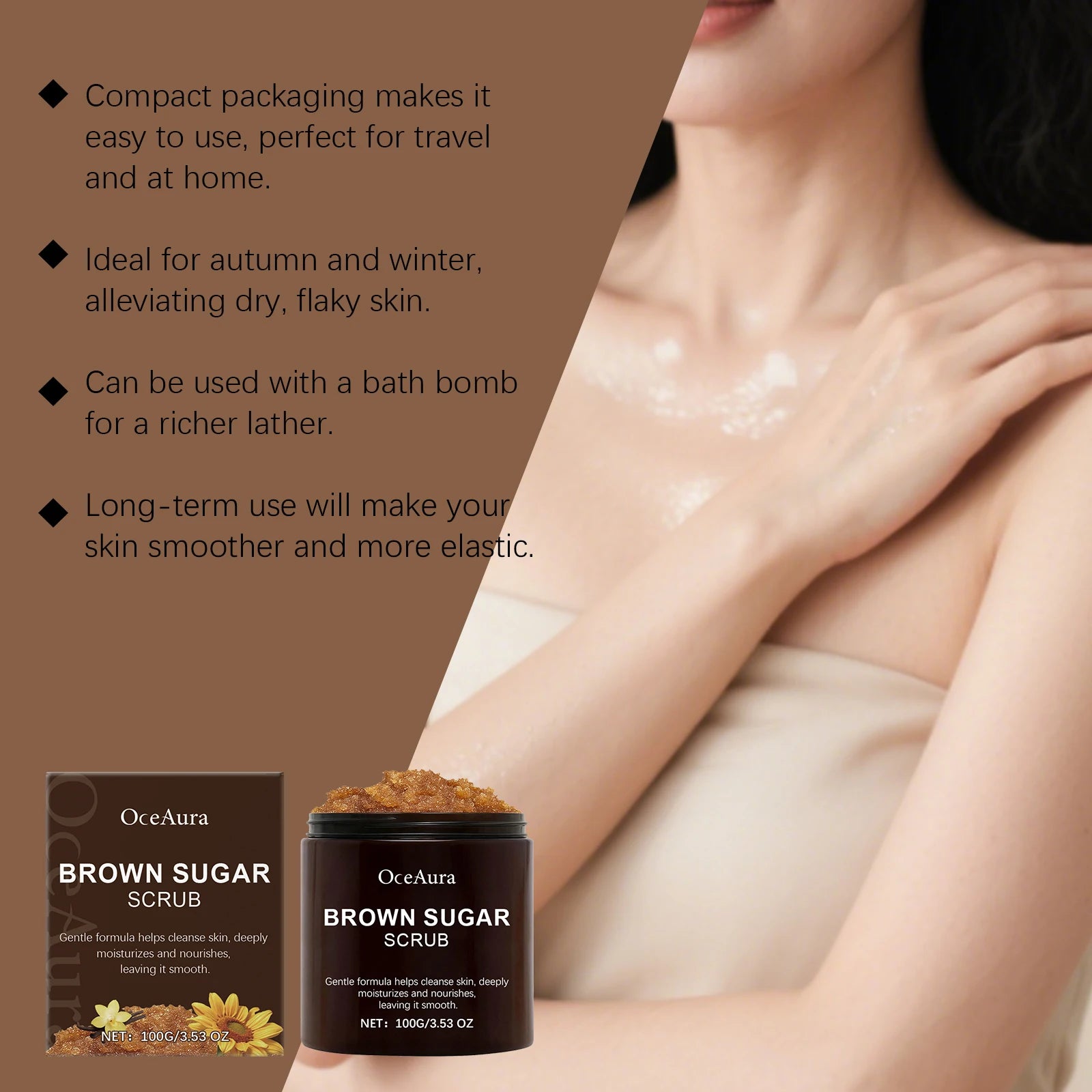 OceAura Brown Sugar Body Scrub – Exfoliate & Brighten Skin Body Exfoliating Scrub Oasis Select