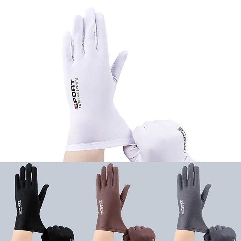 New Sale Summer Gloves Men Ice Silk Sun Proction Driving Glove Fishing Gloves Breathable Cycling Hiking Glove Full Finger Gloves Oasis Select