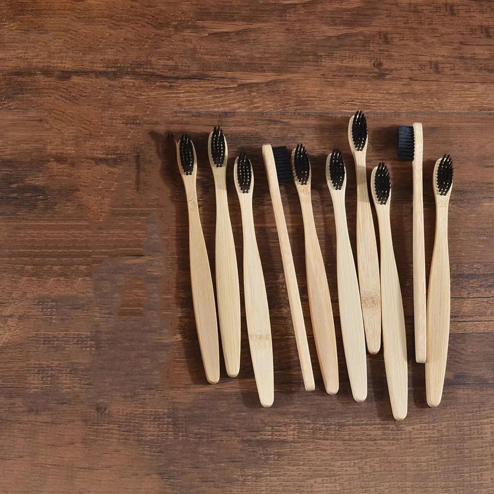 10/20pcs Soft Toothbrush Bristles Bamboo Toothbrush Eco Friendly Childrens Toothbrushes Biodegradable Oral Care Tooth Brush Oasis Select 10pcs Black