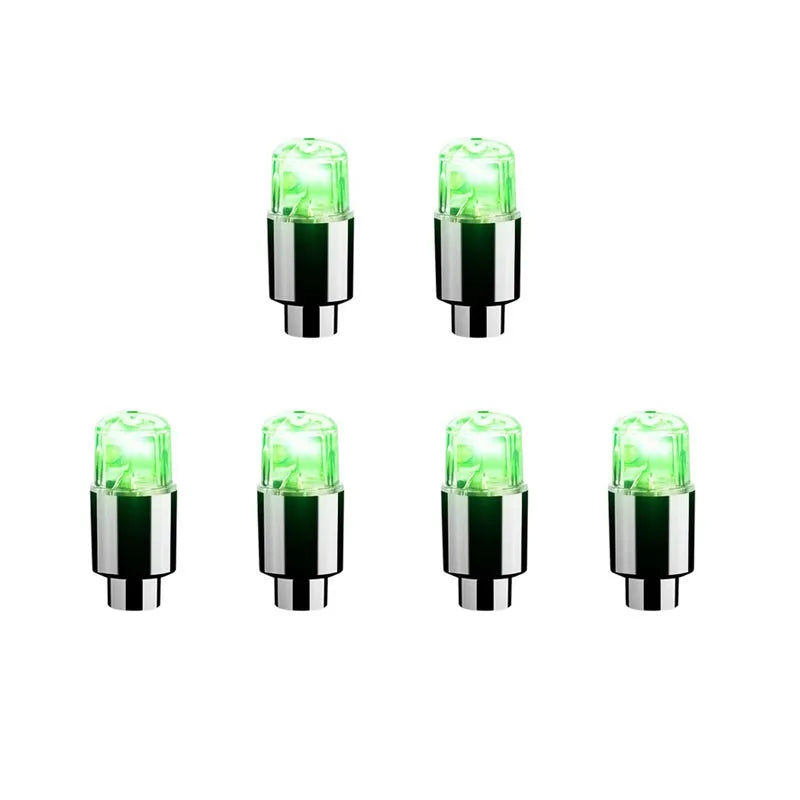 2/4/6/8Pcs Car Light Bicycle LED Tire Lights Universal Car Neon Lamp Valve Cover Lights Tire Colorful Flashing Bulb Decoration Oasis Select 6pcs Green