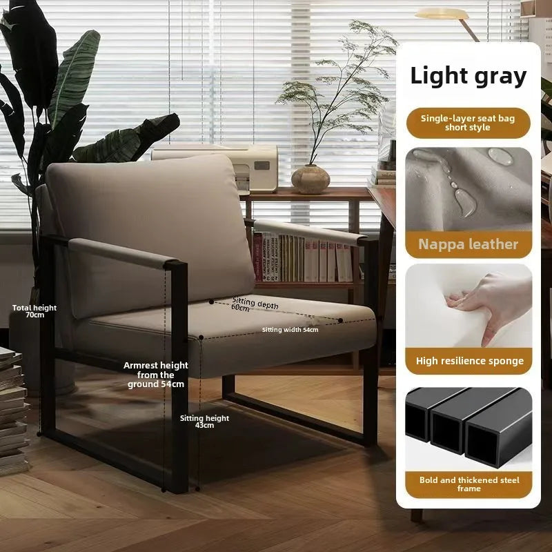 Nordic lazy sofa light luxury sales single wrought iron leisure chair balcony negotiation bedroom living room minimalist sofa Oasis Select Light gray 1 One Seat