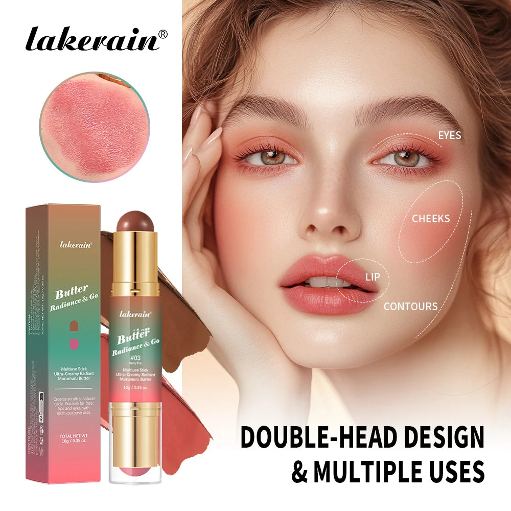 Lakerain Butter Makeup Stick Nature Bronze Colored Matte Effect Moisturizing Smooth Dual-head Design Multi-purpose Makeup Stick Oasis Select