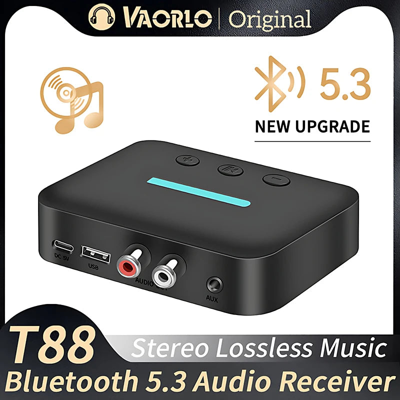 USB Bluetooth 5.3 Audio Receiver Adapter Wireless Stereo Music 3.5mm AUX R/L RCA Support U-Disk Playback For Desktop Speaker Amp Oasis Select