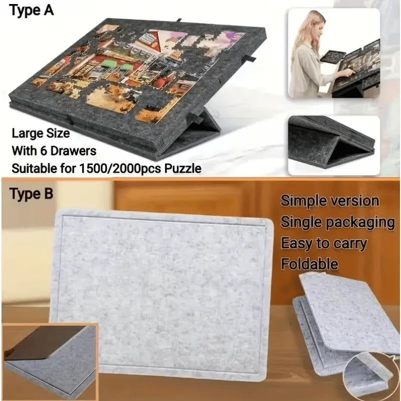 [Portable | Puzzle Board] Portable Puzzle Board | 1000pcs Table with Felt Mat, Art Frame Supplies, Storage Tool, No Pieces Oasis Select