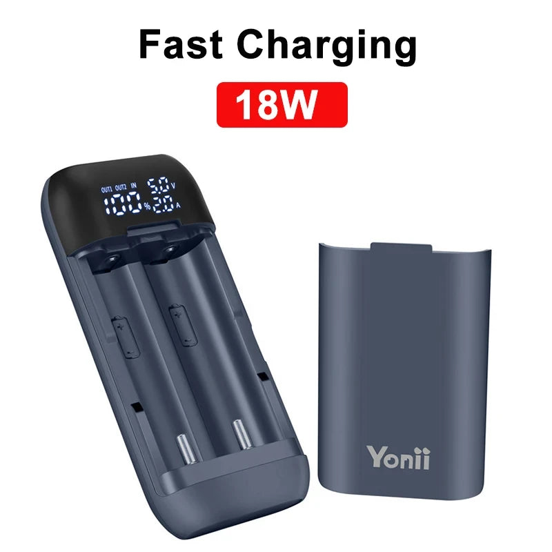 Battery Charger Case 18650 21700 20700 Rechargable Lithium Li-ion Batteries DIY Power Bank Portable Charger QC3.0 Fast Charging Oasis Select 18W Digital Display