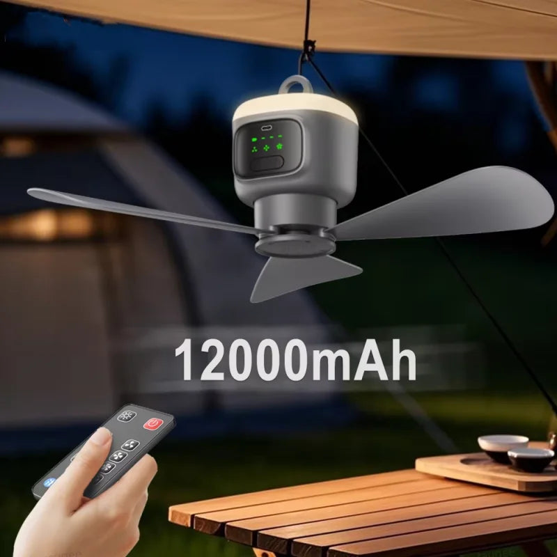 URGGU 12000mAh Camping Fan with LED Light & Remote Control