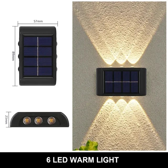Super Bright COB Solar Wall Lamp Outdoor IP65 Waterproof Solar Powered Light Garden Garage Yard Decoration Outside Sunlights Oasis Select 6LED-WARM
