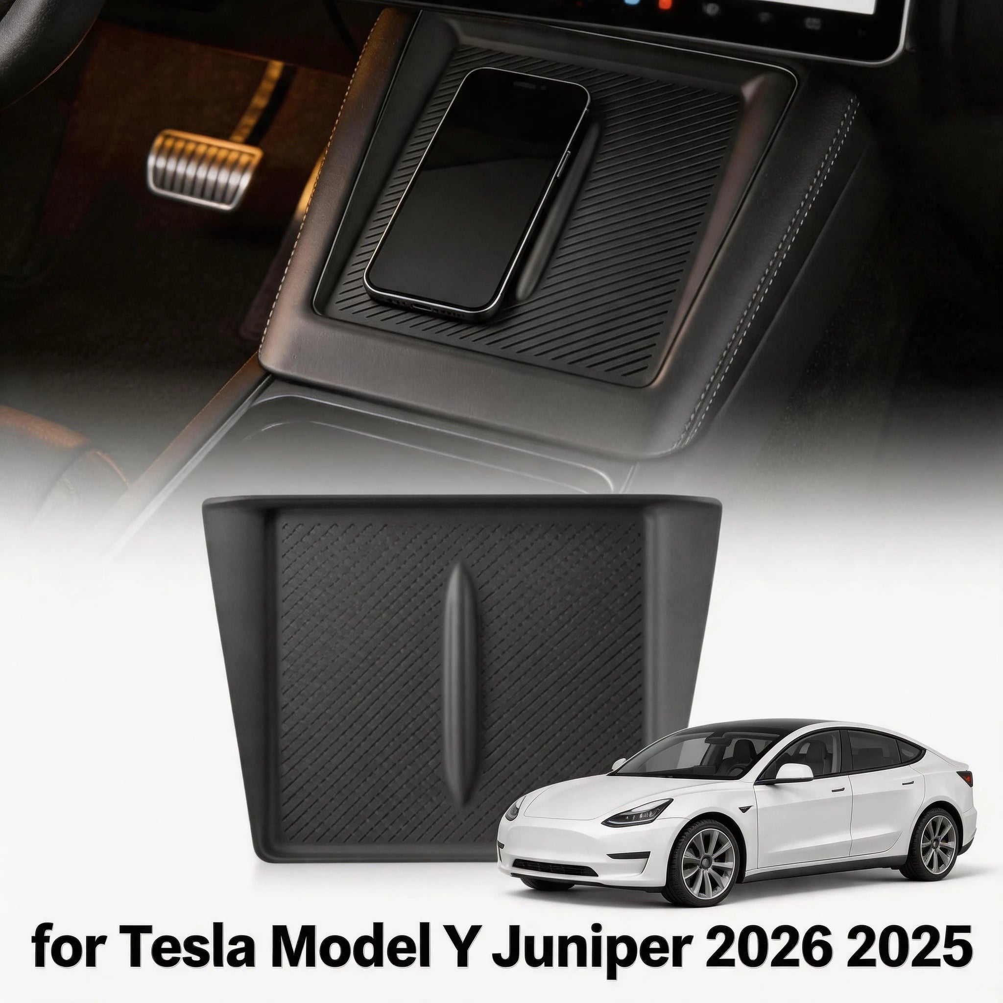Dustproof Waterproof Wireless Charging Pad for 2025-2026 Model Y Juniper Ultra-Thin Silicone Mat Cover Interior Accessories Oasis Select