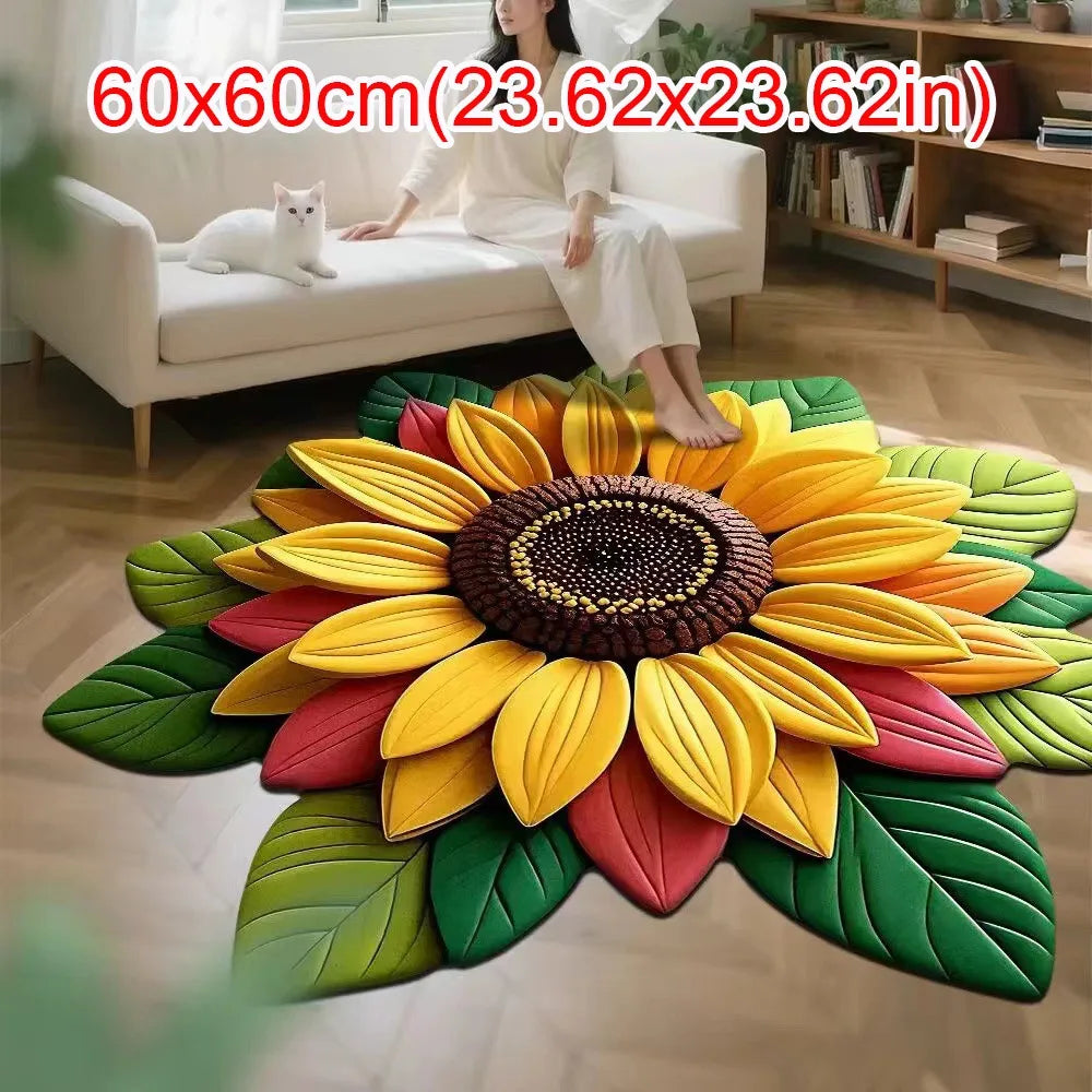 Sunflower Shaped Non-Slip Soft Carpet Mat 60x60cm | Home Décor