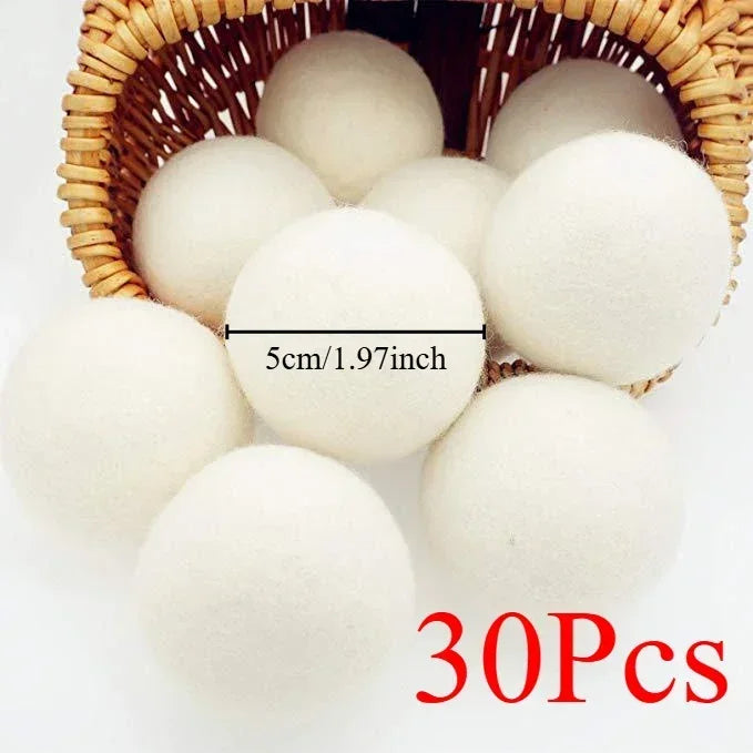 Wool Dryer Balls Reusable Natural Fabric Softener Laundry Washing Machine Accessories Home Washing Fleece Dryer Balls Clothes Oasis Select 30pcs