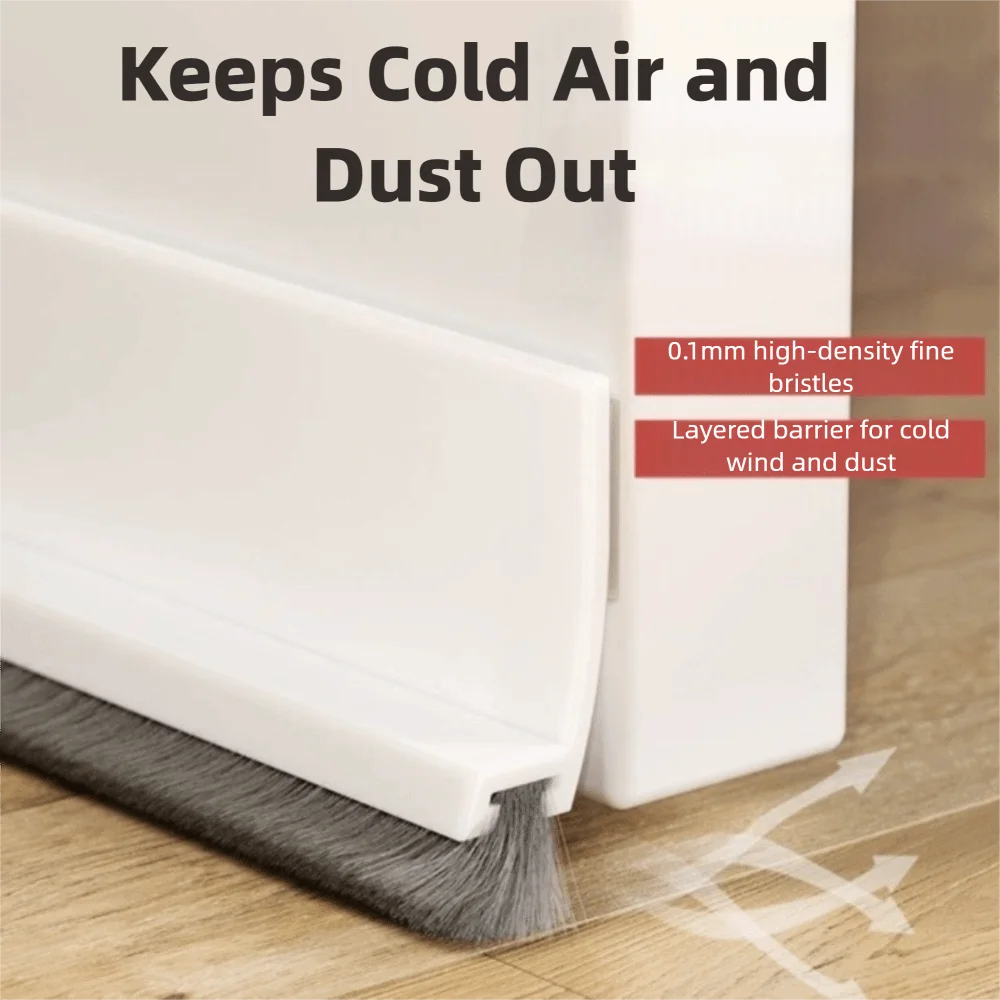 Professional PVC Door Draft Stopper Self Adhesive 100cm Brush Door Seal Brush Design Insect Prevention Weather Stripping Bedroom Oasis Select
