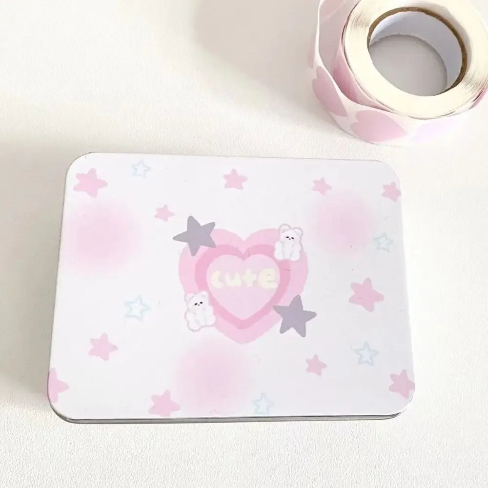 Cartoon Iron Storage Box Big Capacity Small Card Storage Box Desktop Storage School Stationery Kpop Photocards Oasis Select star