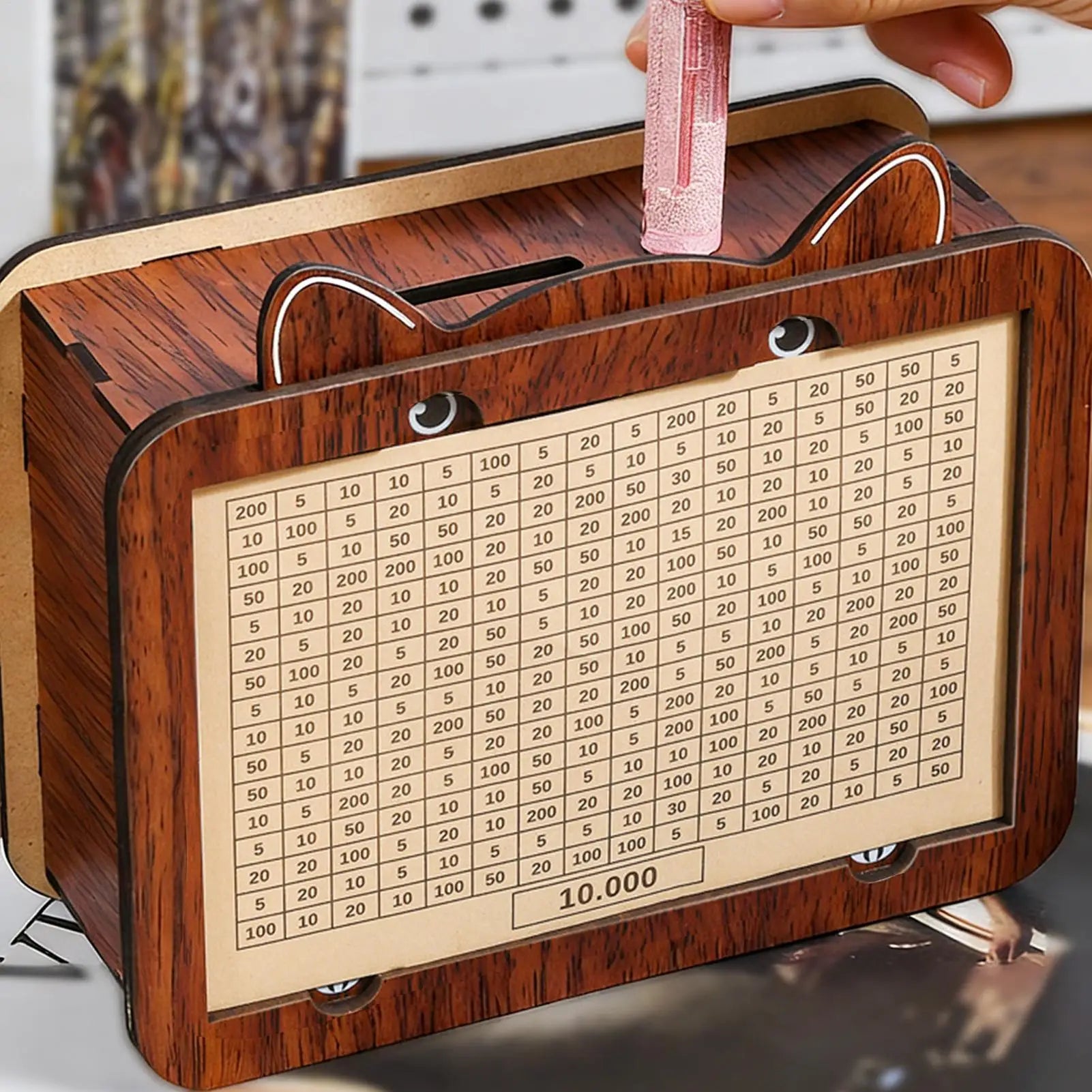 Retro Wooden Piggy Bank with Digital Counter | Money Box