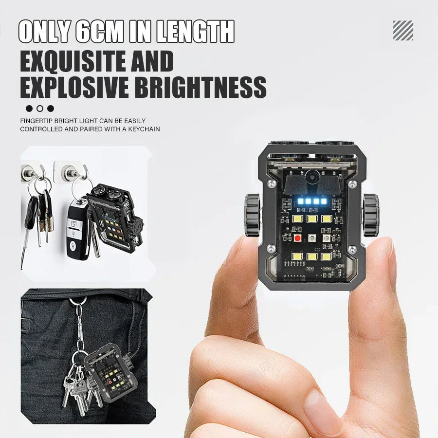 Mini Keychain Flashlight USB-C Rechargeable 6 Modes & Magnet