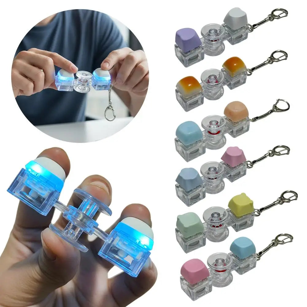 2 Button Decompression Toy Click Fidget Spinner Keychain RGB Light-up Mechanical Keyboard Sound Stress Relief Toy Oasis Select