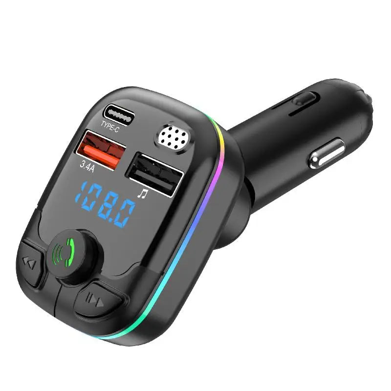Car Charger Bluetooth 5.0 FM Transmitter Handsfree PD Type-C Dual USB Ambient Player MP3 Charger Type-C Wireless Light Oasis Select A2