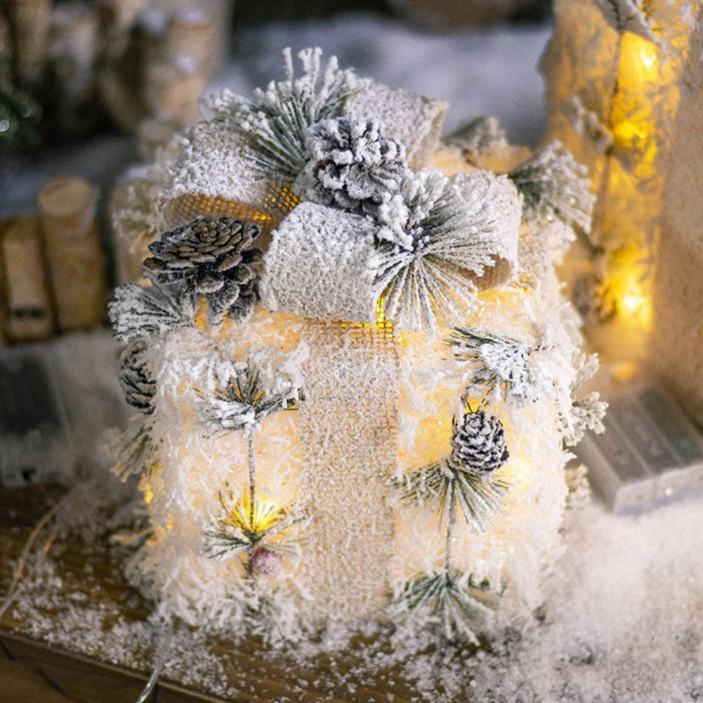 3 Piece Plush Christmas Light Up Boxes Set Featuring Metal Frame Silver Wire Wrap and Timer Function for Seasonal Use Oasis Select