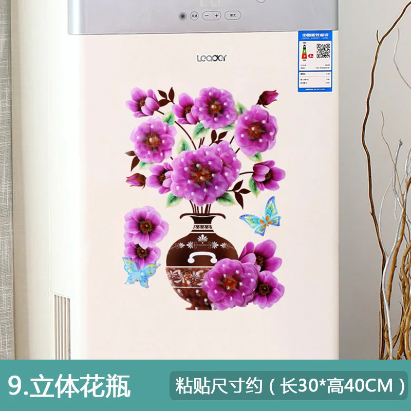 3D Simulation Vase Bedroom Room Wall Three-Dimensional Gilding Decorative Wall Stickers Oasis Select 09 style 30x40cm