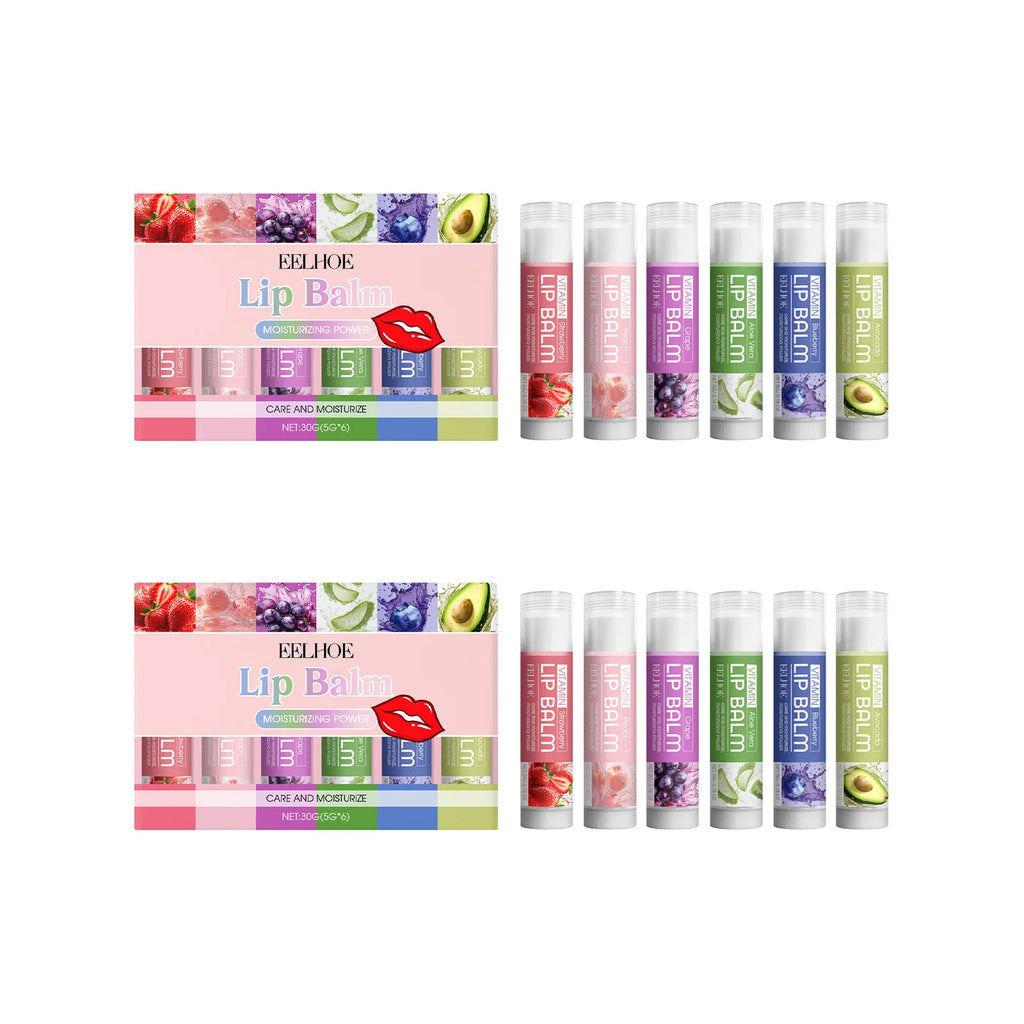 EELHOE 6-Piece Moisturizing Lip Balm Set for Dry Lips Lip Balm Set Oasis Select 2 Sets