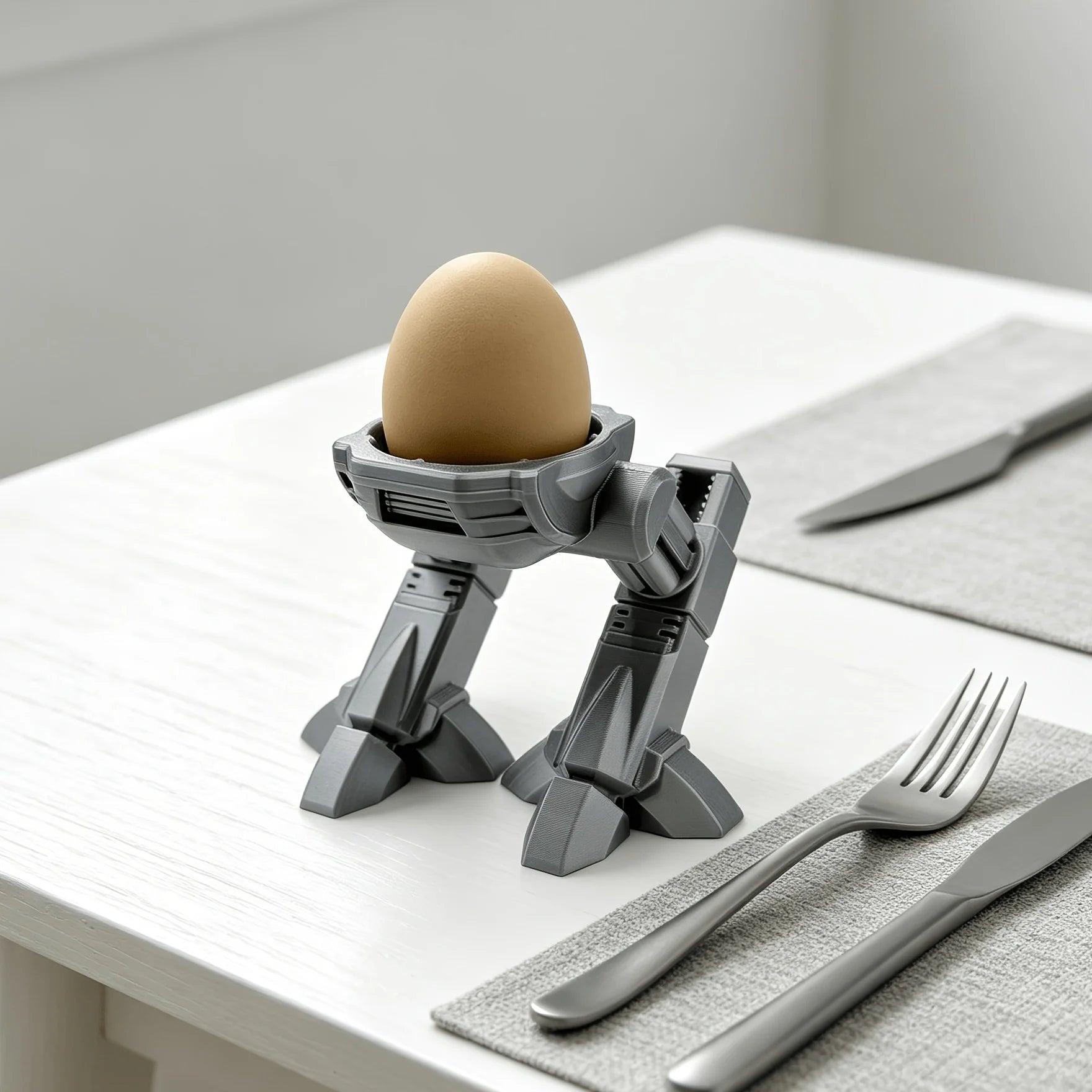 Mechanical Egg Cups Robot 3D Printed Novelty Two-Legged Mecha Egg Holder Breakfast Table Decor Funny Unique Kitchen Gadget Gifts Oasis Select