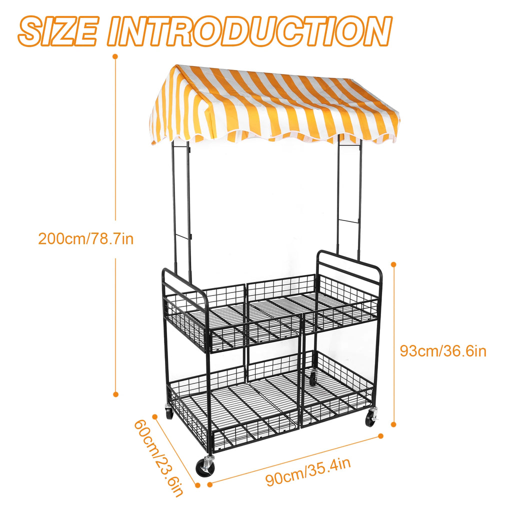 Folding Mobile Catering Cart with Canopy – Outdoor Vendor Stall Mobile Vendor Cart Oasis Select Style A United States