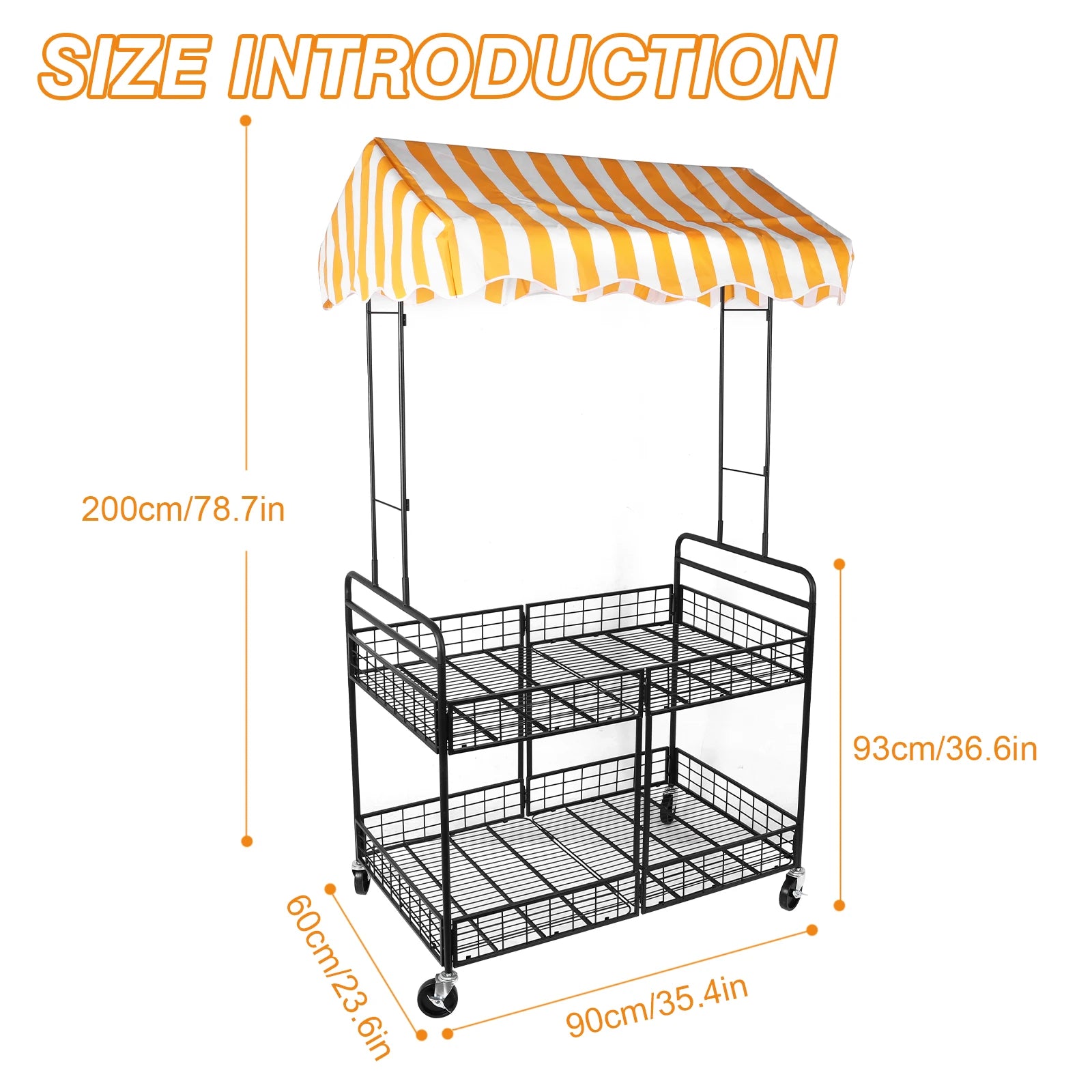 Folding Mobile Catering Cart with Canopy – Outdoor Vendor Stall Mobile Vendor Cart Oasis Select Style A United States