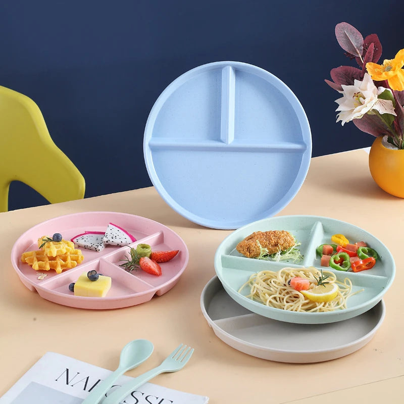 Eco Wheat Straw 3-Section Divided Dinner Plate – BPA Free Divided Dinner Plate Oasis Select