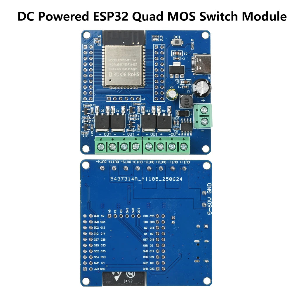 2/4 Way MOS Switch Module Onboard ESP32-32E Module WIFI Bluetooth Development Board Type-C DC 5-60V ESP32 32E Oasis Select 4 Way
