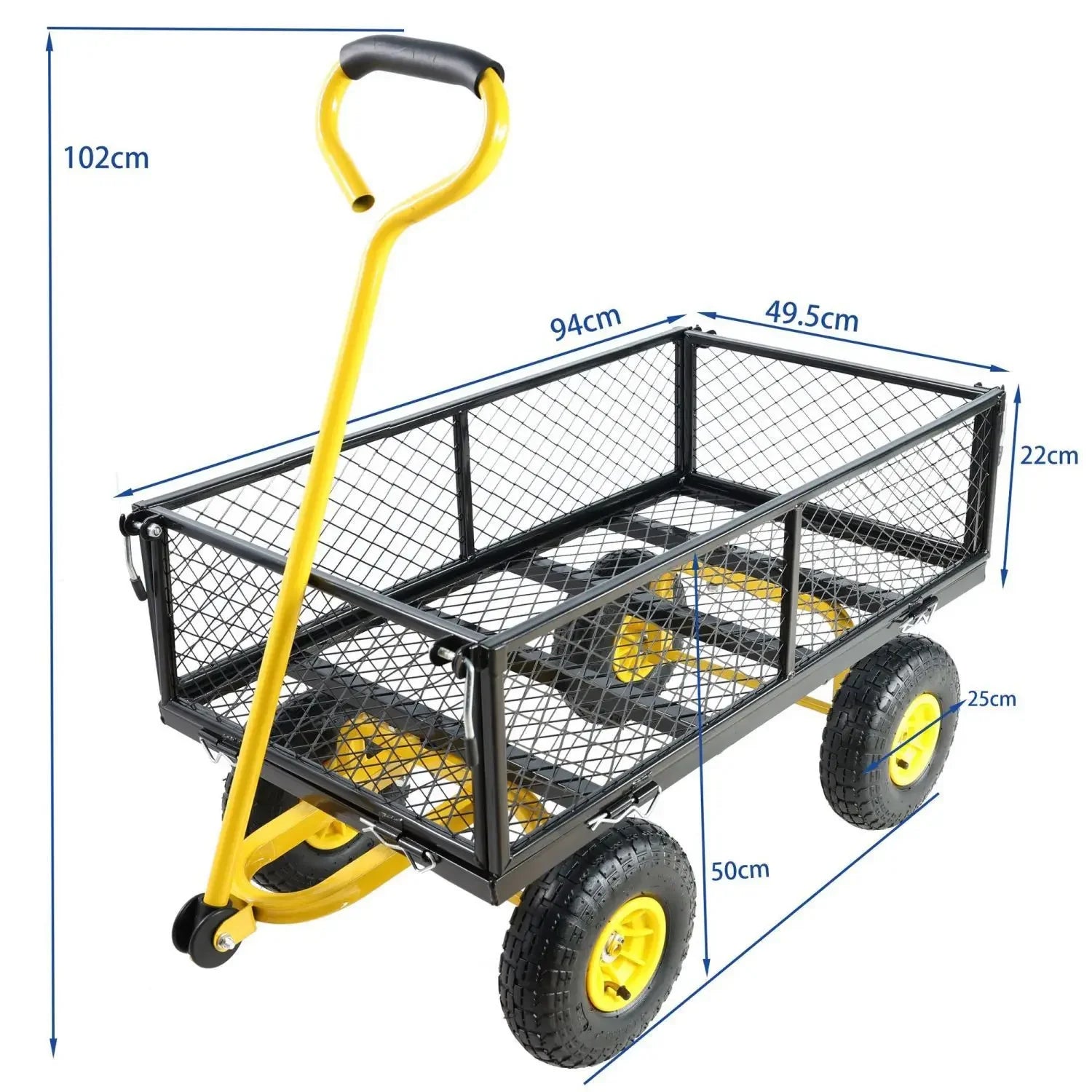 Tool cart, trolley, flatbed truck, trailer, slot car, foldable network car, side gear removable grid pull cart Oasis Select 94-50 single-yellow