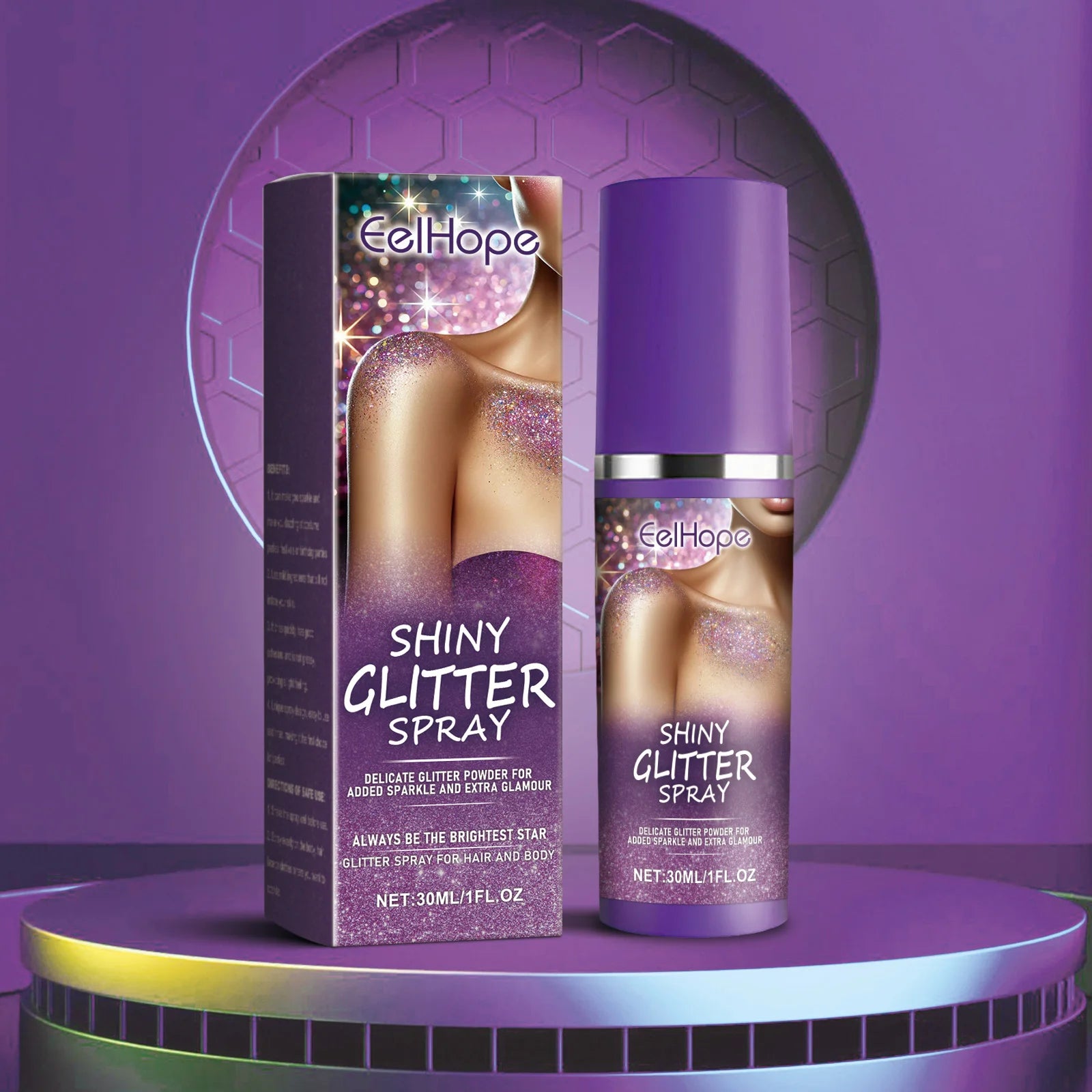 Eelhope Glitter Spray Highlighter – Skin, Hair & Face Shimmer