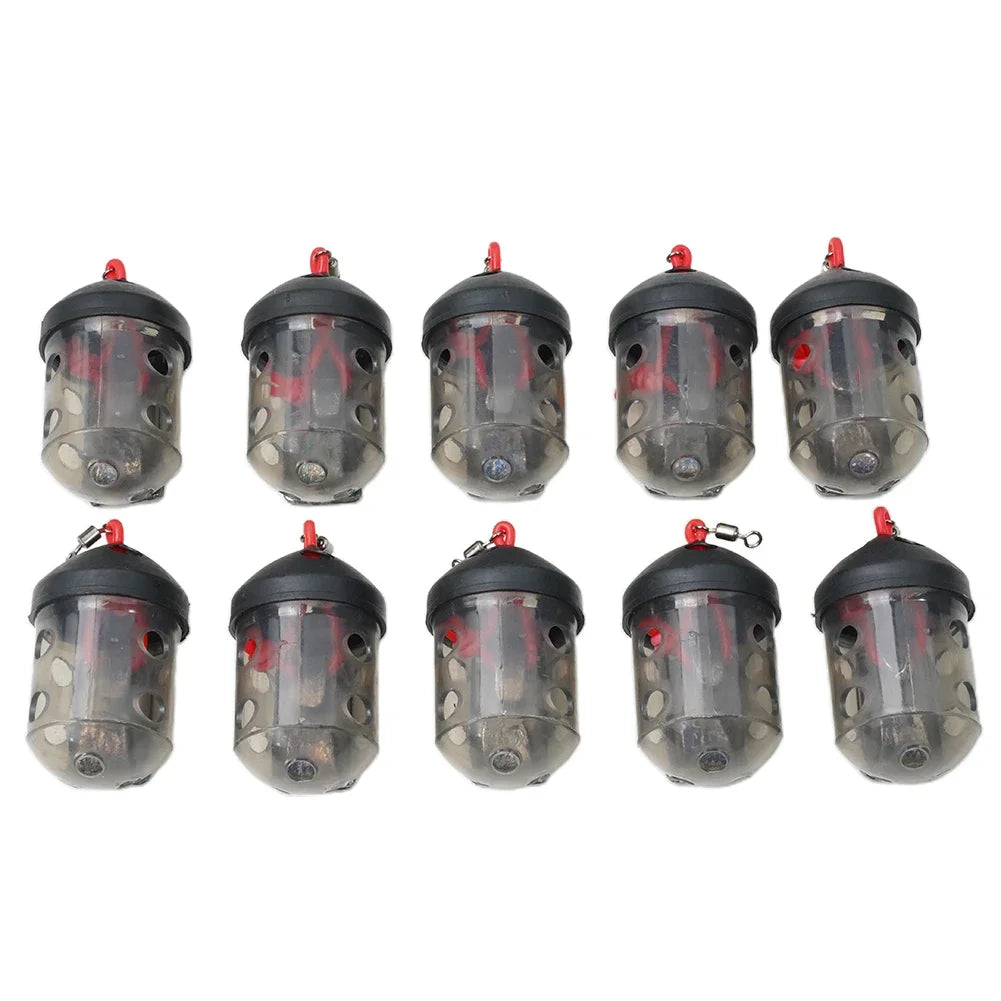 1/10PCS Cap Swim Feeders For Maggot Groundbait Fishing Accessories Outdoor Carp Fishing Tackle Tool Catfish Feeder Basket Oasis Select 10pcs
